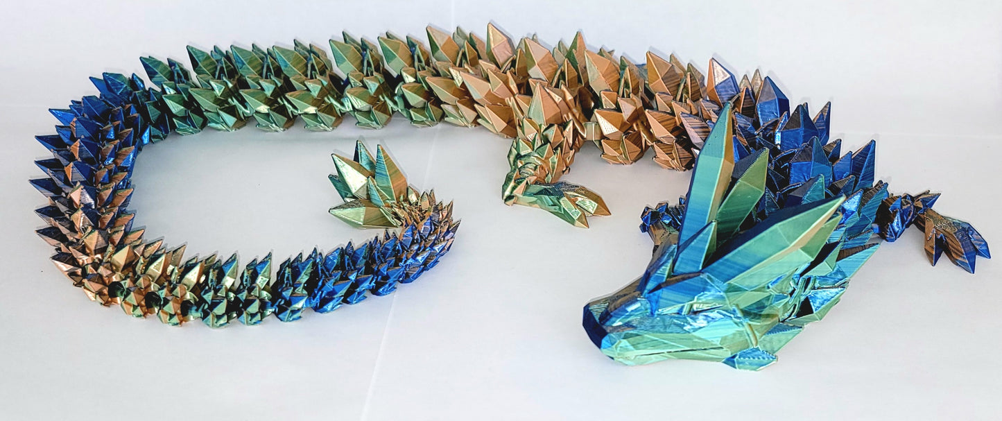 Crystal Dragon large 33 inch blue, green, gold color shift